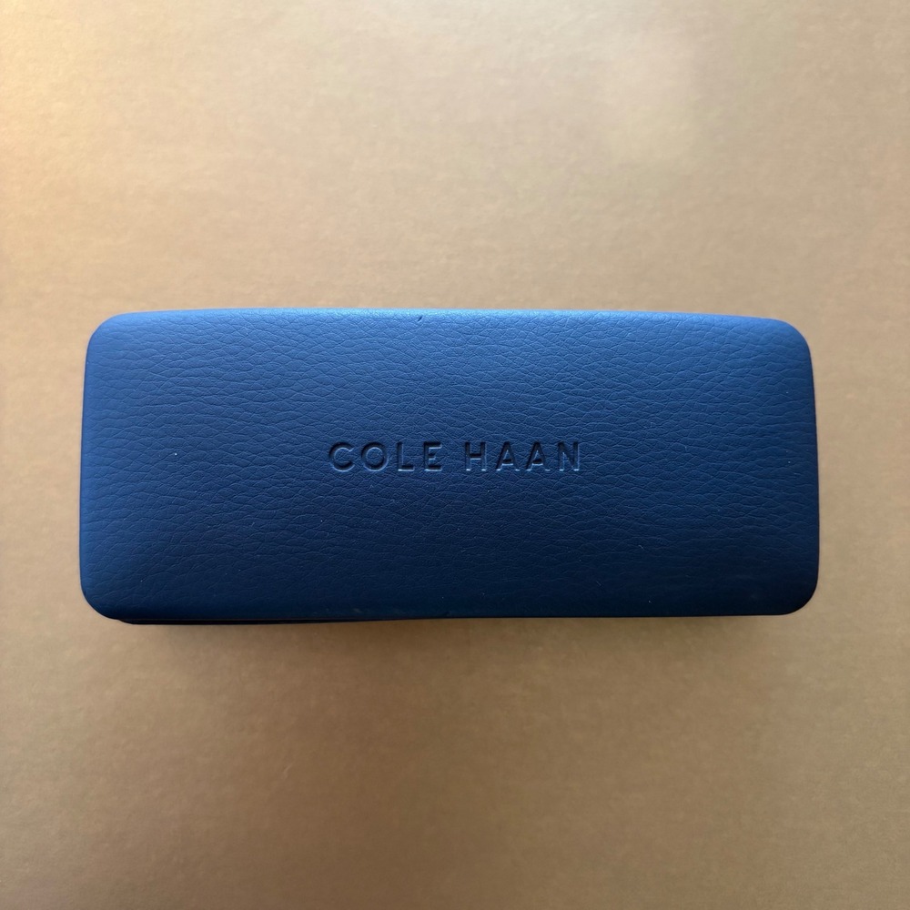 Cole Haan Navy Blue Pebbled Hard Shell Eyeglass Sunglasses Case Clamshell Logo